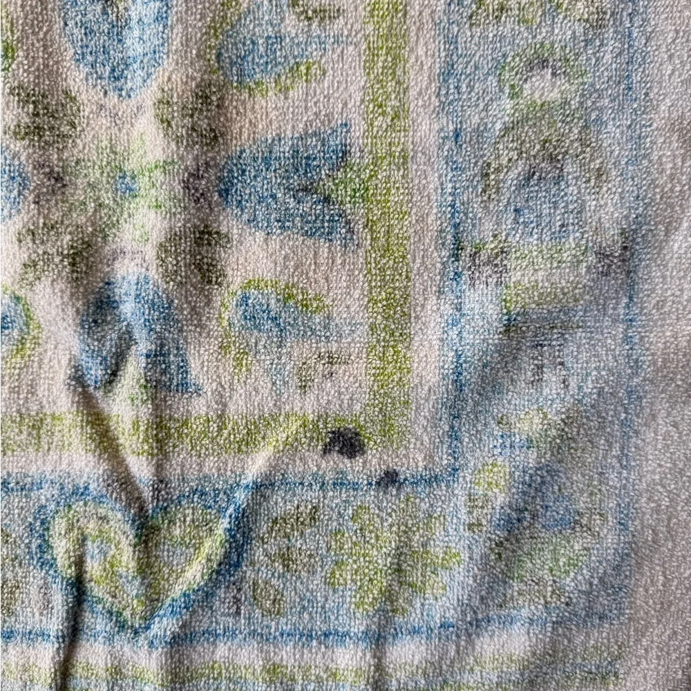 Vintage Sayco Folk Art Tulip & Couple Pattern Cotton Towel – Blue Green